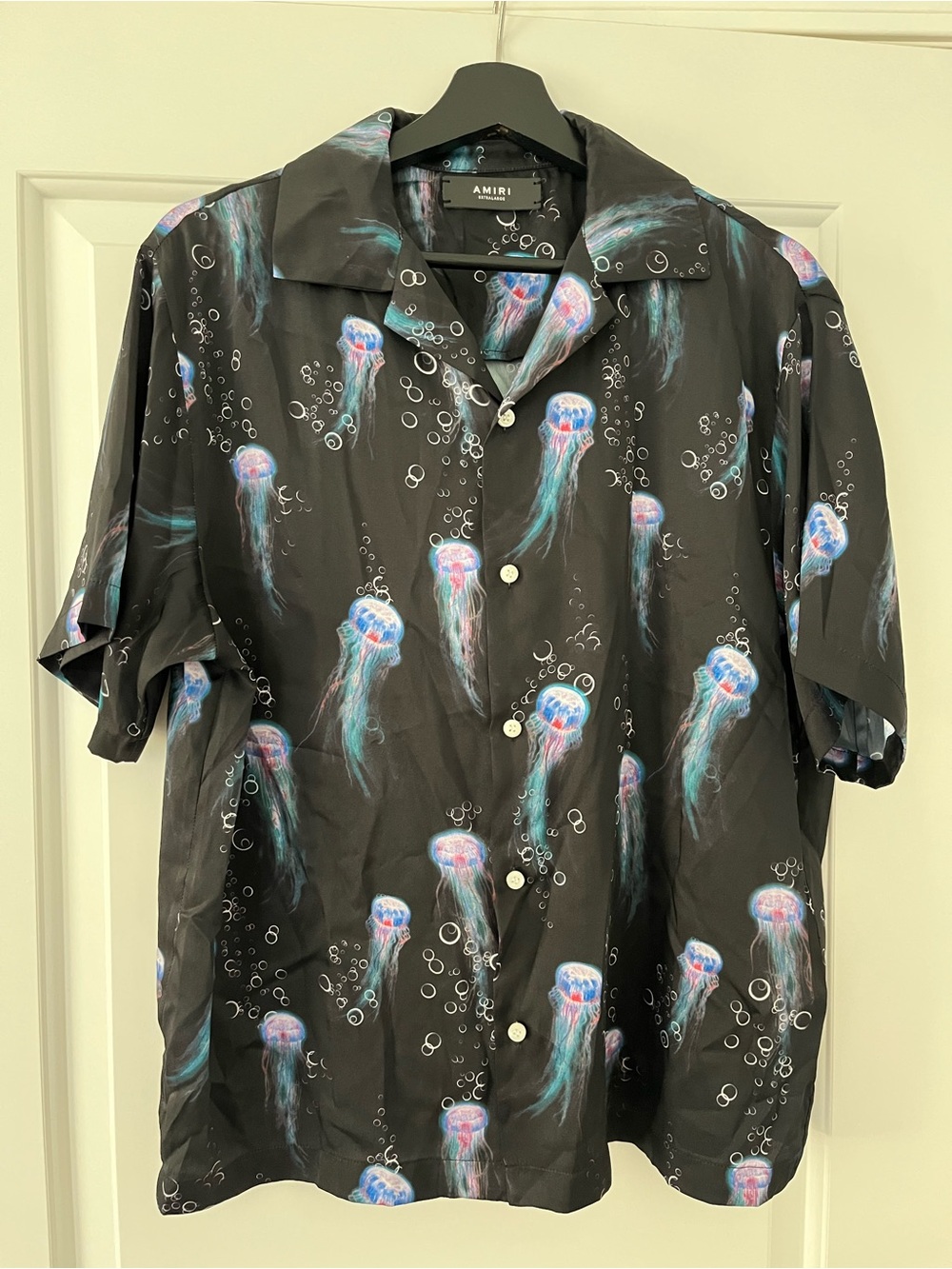 AMIRI Black Short-Sleeve Jellyfish Print Button-Down Shirt